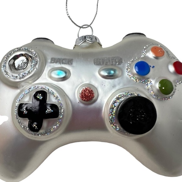 Retro Ornament Gamer Controller Video Game - Blown Glass Glitter Christmas Decor - Picture 2 of 5